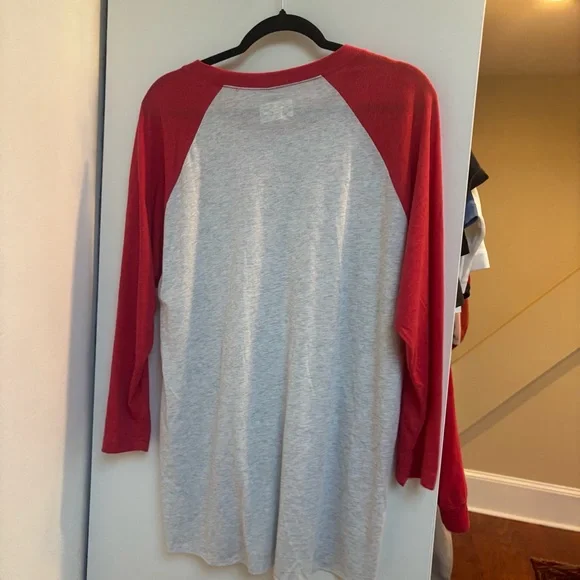 Next Level Apparel Red and Gray Raglan Tee - Picture 4 of 5